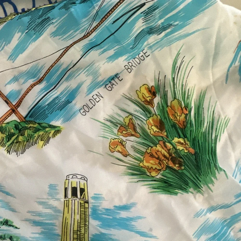 VTG San Francisco‎ Souvenir Scarf Cable Car Golden Gate Bridge Landmarks Travel